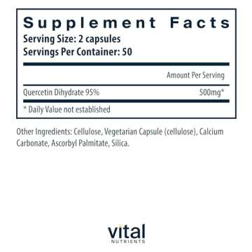 Vital Nutrients Quercetin | Vegan Quercetin Supplement with Bioflavonoids for Sinus, Respiratory, He...