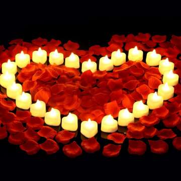 Rose Petals & LED Tea Lights Set for Romance