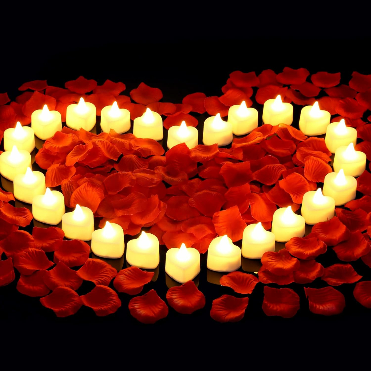 Rose Petals & LED Tea Lights Set for Romance