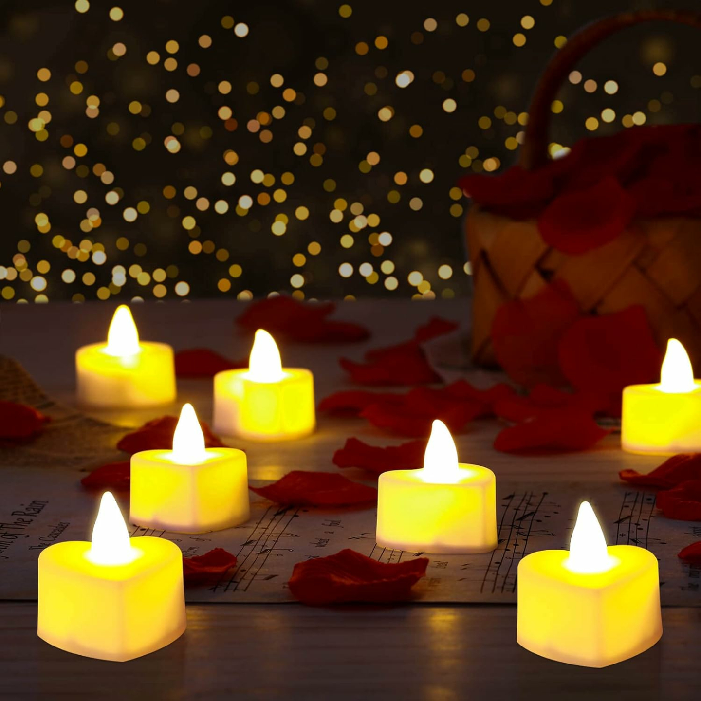 Rose Petals & LED Tea Lights Set for Romance