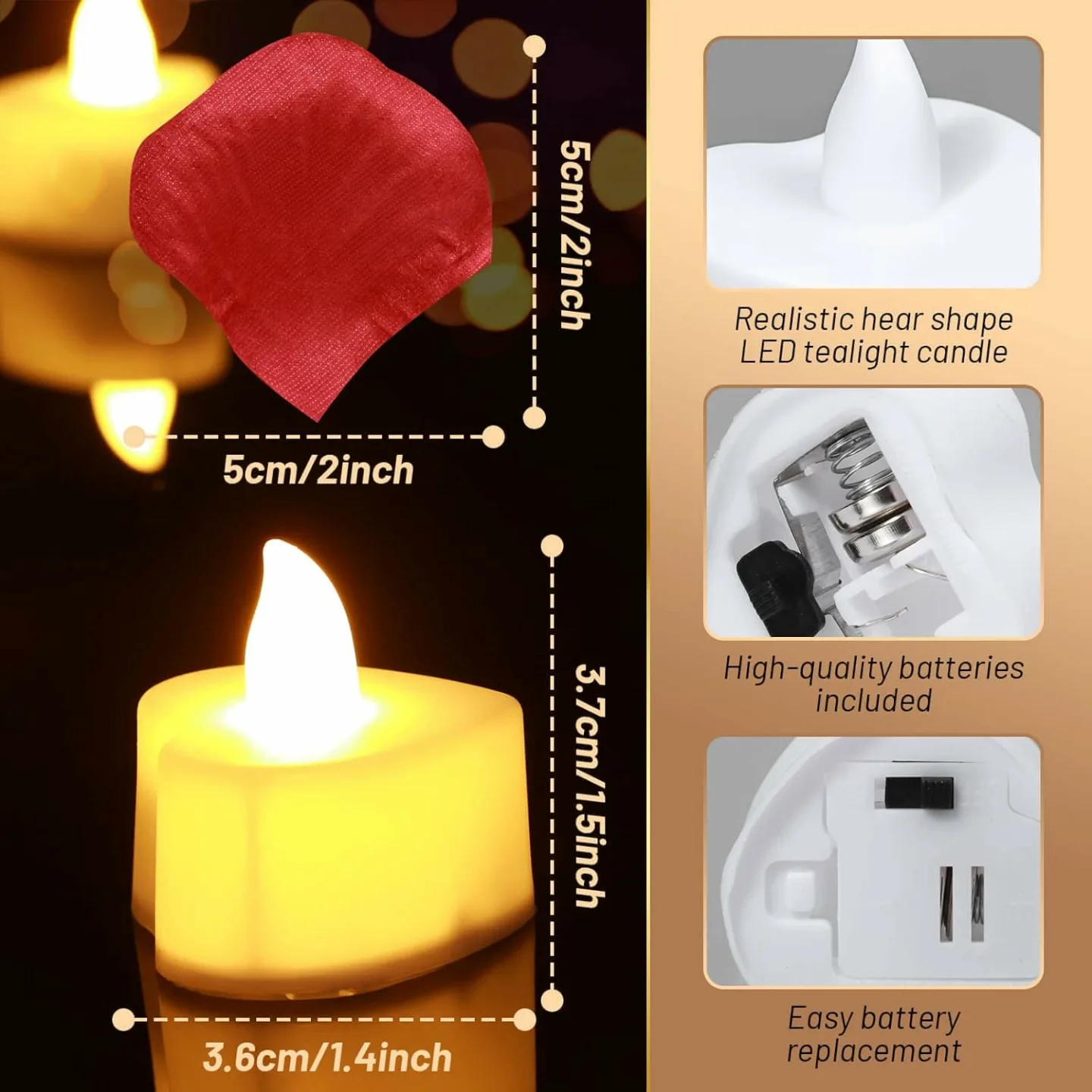 Rose Petals & LED Tea Lights Set for Romance