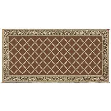 Stylish Camping 119187 9-feet by 18-feet Reversible Mat, Plastic Straw Rug, Large Floor Mat for Outdoors, RV, Patio, Backyard, Picnic, Beach, Camping (Brown/Beige)