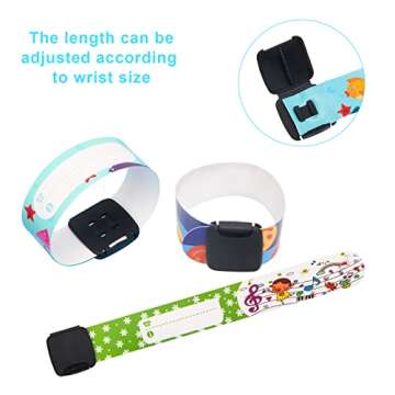 16 Pieces Child Safety ID Wristband, Pletpet Adjustable & Waterproof Kids Id Bracelets, Reusable Identification Bracelet Wristbands for Boys and Girls Outdoor Activity (8 Styles)