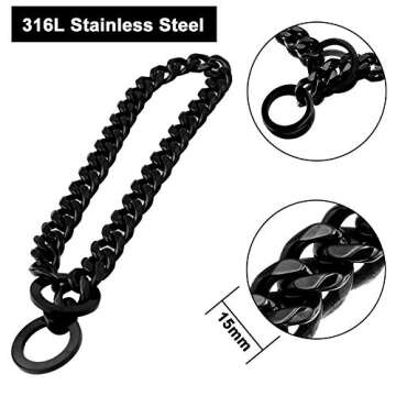 Durable Walking Dog Training Collar, Strong Stainless Steel Chain for Pitbull German Shepherd and La...