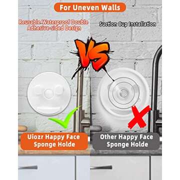 Uiozr Happy Face Sponge Holder，Sponge Storage with Reusable Waterproof Double Adhesive-Sided, Spec...