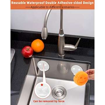 Uiozr Happy Face Sponge Holder，Sponge Storage with Reusable Waterproof Double Adhesive-Sided, Specially Design for Sink Caddy W, Suitable for Smiley Sponge (Excluding Sponge), White(2-Pack).