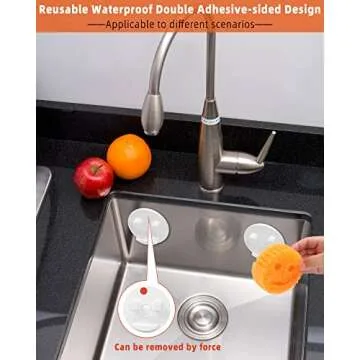 Uiozr Happy Face Sponge Holder，Sponge Storage with Reusable Waterproof Double Adhesive-Sided, Specially Design for Sink Caddy W, Suitable for Smiley Sponge (Excluding Sponge), White(2-Pack).