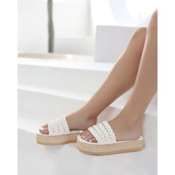 Coutgo Womens Platform Slides Sandals - Stylish and Comfortable Espadrilles