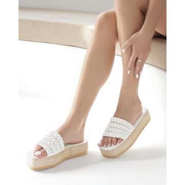 Coutgo Womens Braided Platform Slides for Summer Style