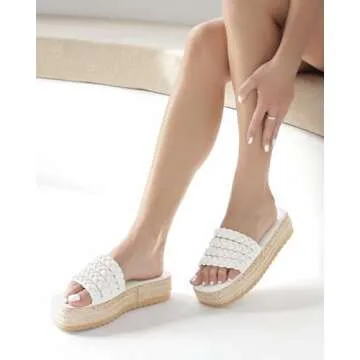 Coutgo Womens Braided Platform Slides for Summer Style