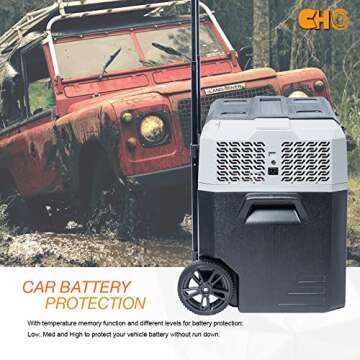 cho Portable Freezer Cooler AC/DC Compressor Refrigerator Fridge Trolley Wheels for Truck RV Boat Party Picnic Camping (52 Liter)