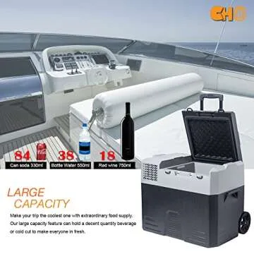 cho Portable Freezer Cooler AC/DC Compressor Refrigerator Fridge Trolley Wheels for Truck RV Boat Party Picnic Camping (52 Liter)