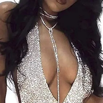 Jovono Rhinestone Choker Necklace for Women - Sparkly Elegance