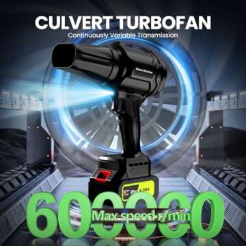 Cordless Leaf Blower, 600000RPM Handheld Leaf Blower with 2 X 4.0Ah Batteries & Charger, Lightweight...