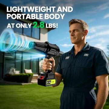 Cordless Leaf Blower 600000RPM Lightweight 2 Batteries