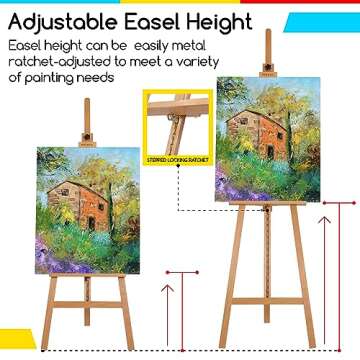 MEEDEN Easel Stand for Painting - Adjustable Solid Beech Wood Easel