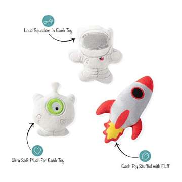 FRINGE STUDIO Pet Toy, Small Dog Toy Set, Space Themed, 3 Pieces (289405)