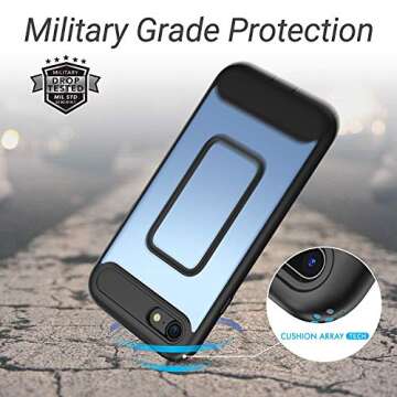 YOUMAKER iPhone SE Case & iPhone 8 / 7 Case, Full Body Rugged with Built-in Screen Protector Heavy Duty Protection Slim Fit Shockproof Cover for iPhone SE & iPhone 8 / 7 (4.7 Inch) - Blue