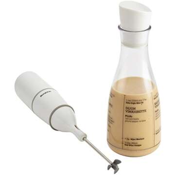BonJour Chef's Tools Plastic Salad Dressing Carafe and Handheld Mixer, 12-Ounce, Salad Chef, White/C...