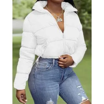 Ebifin Women's Lightweight Cropped Coat - Stylish and Warm