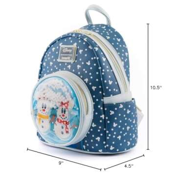 Loungefly Disney Snowman Mickey Minnie Mouse Snowglobe Womens Double Strap Shoulder Bag Purse