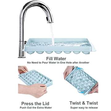 WIBIMEN Round Ice Cube Tray for Perfect Ice Spheres