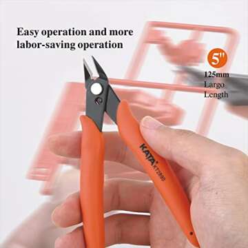 KATA 5 Inch Wire Cutters, Mini Flush Cut Wire Cutter Pliers, Precision Micro Cutter Flush Cutter for Electronics, Model, Jewelry, Model Kits, Orange