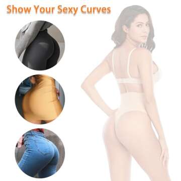 Womens Thong Shapewear Mid to High Waisted Shaper Thong WN0017(01#A Beige#mid Waisted Wire,XX-Small)