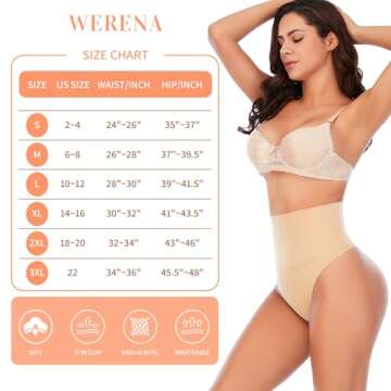 Womens Thong Shapewear Mid to High Waisted Shaper Thong WN0017(01#A Beige#mid Waisted Wire,XX-Small)