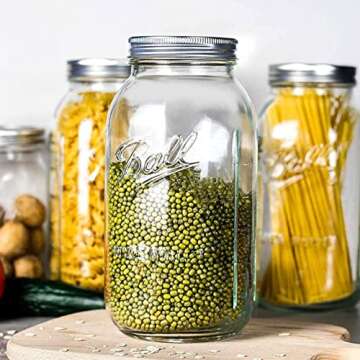 WOODRIVER Wide Mouth Mason Jars 64 oz Half Gallon Mason Jars with Lids and Bands. Jars for Canning, Fermenting, Pickling, Storing. Large Mason Jars. Made in USA (2)