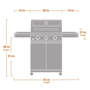 Monument Grills Larger 3-Burner Propane Gas Grills barbeque Stainless Steel Heavy-Duty Cabinet Style with Knob Controls, Mesa 300