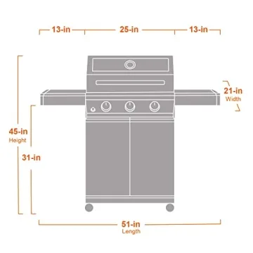 Monument Grills Larger 3-Burner Propane Gas Grills barbeque Stainless Steel Heavy-Duty Cabinet Style with Knob Controls, Mesa 300
