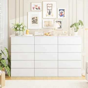 FOTOSOK White Dresser - Modern 5 Drawer Storage Organizer