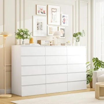 FOTOSOK White Dresser - Modern 5 Drawer Storage Organizer