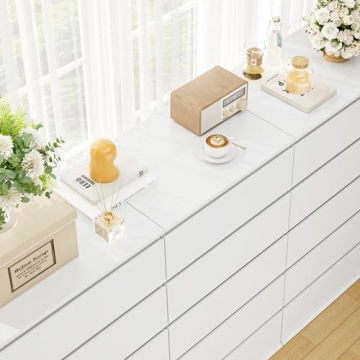 FOTOSOK White Dresser - Modern 5 Drawer Storage Organizer