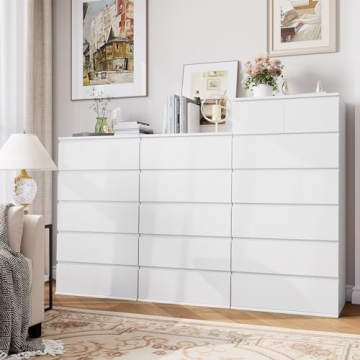FOTOSOK White Dresser - Modern 5 Drawer Storage Organizer