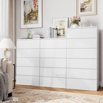FOTOSOK White Dresser - Modern 5 Drawer Storage Organizer