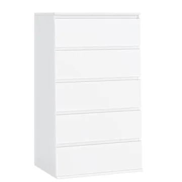 FOTOSOK White Dresser - Modern 5 Drawer Storage Organizer