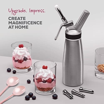 Aluminum Whipped Cream Dispenser with 3 Nozzles & Guide