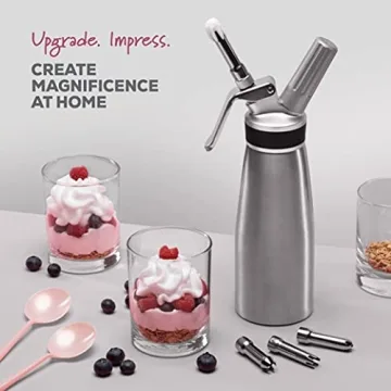 Aluminum Whipped Cream Dispenser with 3 Nozzles & Guide