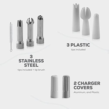 Aluminum Whipped Cream Dispenser with 3 Nozzles & Guide