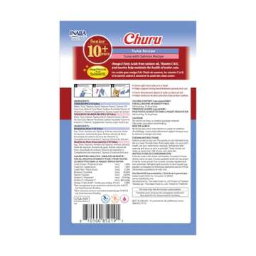 INABA Churu for Senior 10+, Creamy Lickable Cat Treats, with Taurine, Vitamin E & C