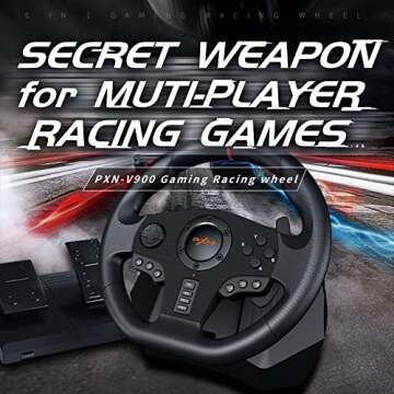 PXN PC Racing Wheel, V900 Universal Usb Car Sim 270/900 degree Race Steering Wheel with Pedals for P...