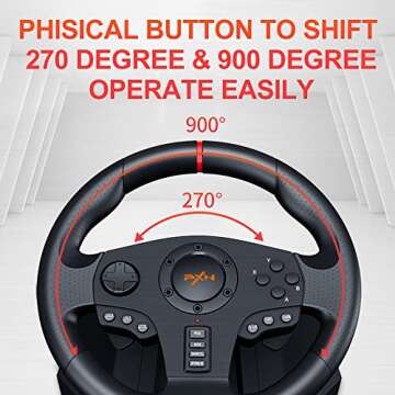 PXN PC Racing Wheel, V900 Universal Usb Car Sim 270/900 degree Race Steering Wheel with Pedals for PS3, PS4, Xbox One, Xbox Series X/S, Switch, Android TV
