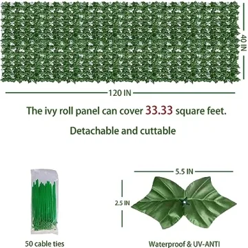 Artificial Ivy Privacy Fence Screen - UV-Anti 40x120in