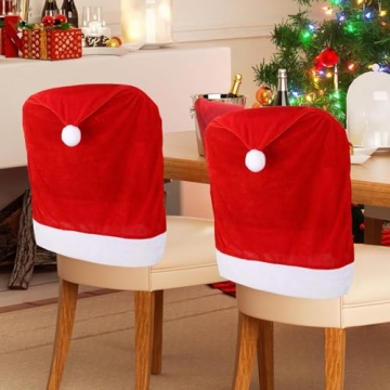 Christmas Chair Covers Set of 4 - Santa Hat Design