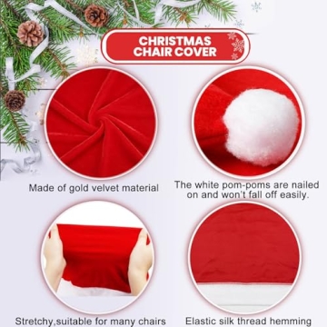 Christmas Chair Covers Set of 4 - Santa Hat Design