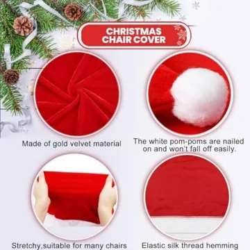 Christmas Chair Covers Set of 4 - Santa Hat Design
