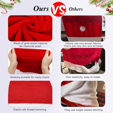 Christmas Chair Covers Set of 4 - Santa Hat Design