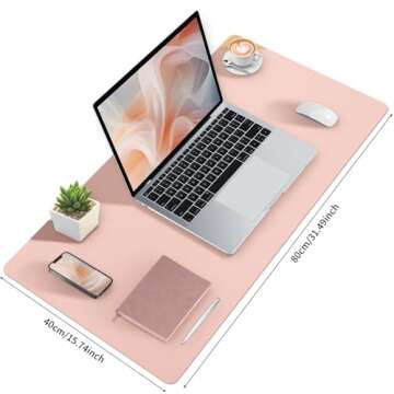 Stylish Pink Desk Mat - Waterproof, Non-Slip & Large Size